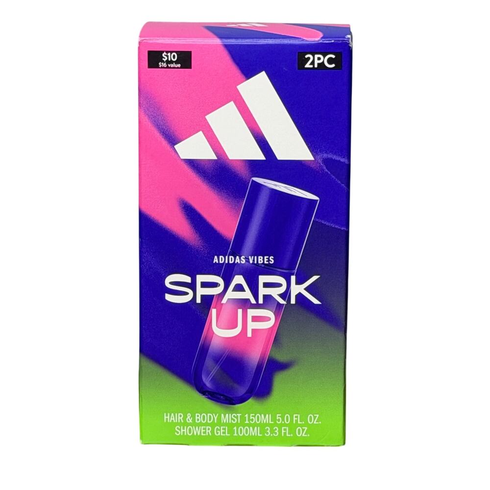Adidas Vibes Spark Up Gift Sets Hair Body Mist 5 oz. + Shower Gel, 3.3 oz NEW